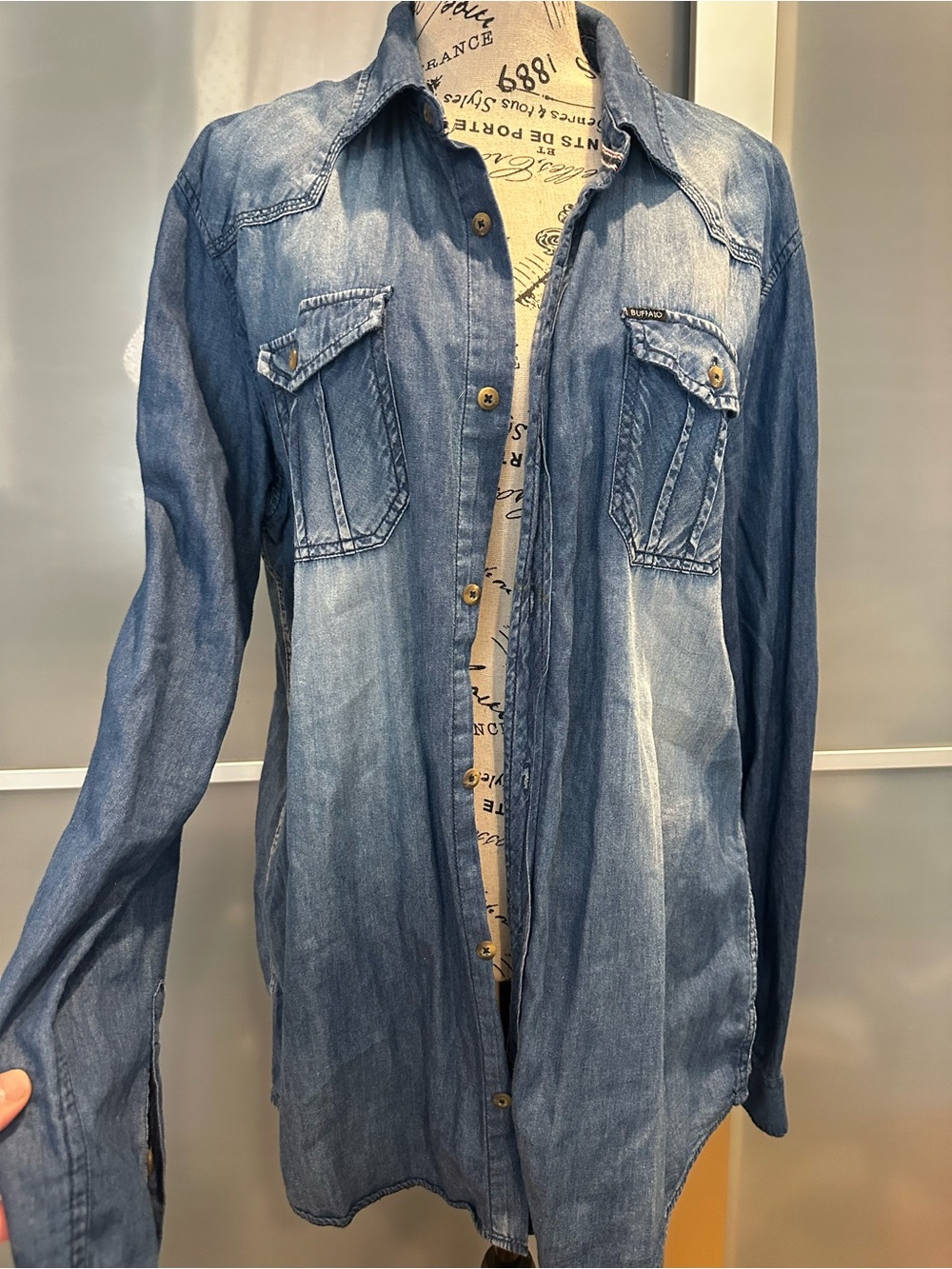 i jeans by Buffalo Washed Blue Denim Button-Down Shirt